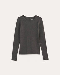The Luxe Rib Long-Sleeve Crew | Heathered Soot