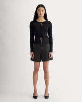 The A-Line Denim Short | Washed Black