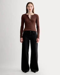 The Cozy Rib Henley | Dark Mahogany