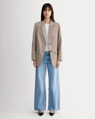 The Oversized Blazer in Buttersmooth | Deep Taupe Mini Gingham