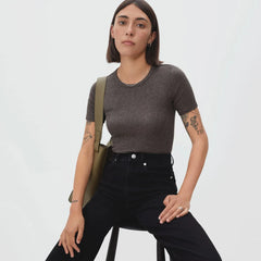 The Pima Micro-Rib Crew Tee | Heathered Fatigue