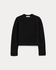Open Knit Long-Sleeve Crew in Everyday Cotton | Black