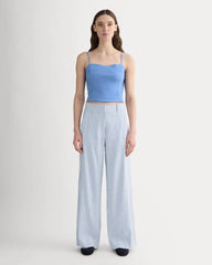 The Seamed Top in Stretch Linen | Bluebell