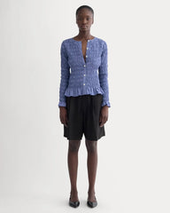 The Smocked Cardigan | Blue Dusk