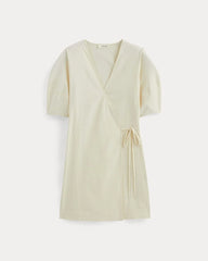 The Seersucker Mini Wrap Dress | Bone