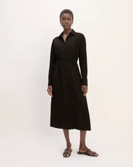 The Mini Jacquard Stripe Shirt Dress | Black