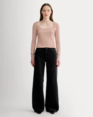 The Pointelle Scoop-Neck Top | Rose Smoke