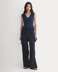 V-Neck Tank in Pointelle | Deep Navy