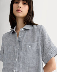 The Daytripper Dress in Linen | Midnight Navy Gingham