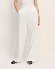The Draper Pleated Pant in Buttersmooth | White | 30" Inseam