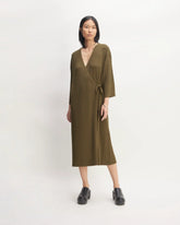 The Ribbed Wrap Midi Dress | Beech