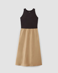 The Supima® High-Neck Riviera Dress | Black / Tiger's Eye