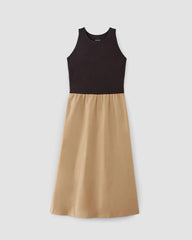 The Supima® High-Neck Riviera Dress | Black / Tiger's Eye