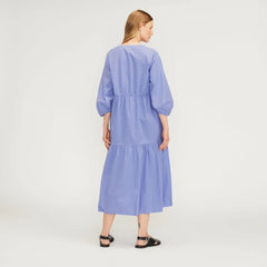 The Poplin Tiered Dress | Cornflower Blue