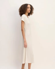 The Rib-Knit Cap-Sleeve Midi Dress | Bone