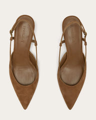 The Studio Slingback Heel | Saddle Brown Suede