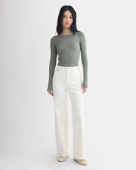 The Luxe Rib Long-Sleeve Crew | Agave Green