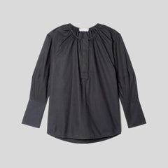 The Silky Cotton Balloon Sleeve Top | Black