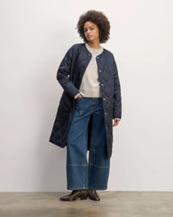 The Long Quilted Liner | Navy