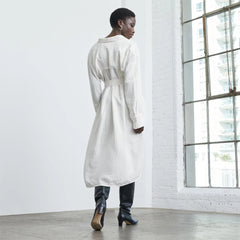 The City Stripe Draped Shirt Dress | Bone