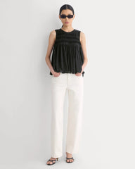Twisted Pleat Tank in Silk Georgette | Black