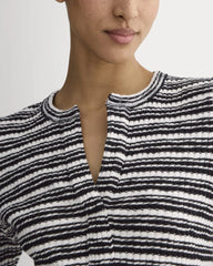 The Rib-Knit Short-Sleeve Henley | Bone / Black