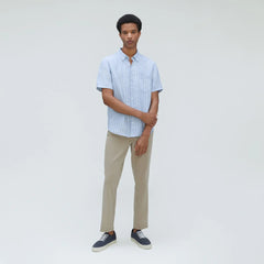 The Classic Short-Sleeve Shirt in Linen | Blue / White