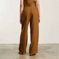 The Linen Way-High® Drape Pant | Tawny Brown