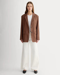 The Oversized Blazer in Stretch Linen | Cedarwood