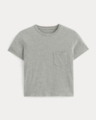 The Box-Cut Tee in Essential Cotton | Heathered Grey | Pocket