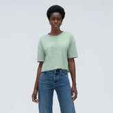 The Vintage Henley Hemp Tee | White Sage
