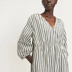 The Poplin Tiered Dress | Bone / Black
