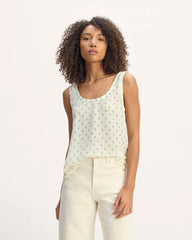 The Scoop Tank in Washable Silk | Bone / Black Square Dot