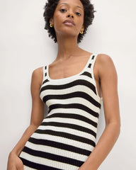 The Crochet Knit Tank Dress | Bone / Black
