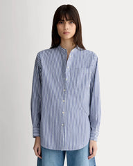 The Oversized Shirt in Ultrasoft Cotton | Bone / Mazarine Blue