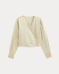 Wrap Top in Silk Charmeuse | Peyote