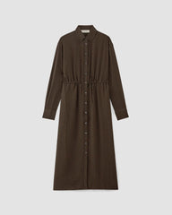 The Mini Jacquard Stripe Shirt Dress | Cocoa / Black