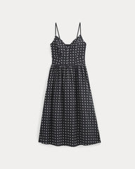 Midi Dress in Cotton Silk Voile | Black