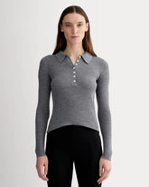 The Polo in Ultrasoft Merino | Heather Mid Grey