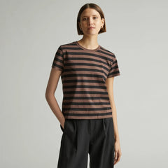 The Box-Cut Tee in Essential Cotton | Chocolate Brown / Black | No Pocket