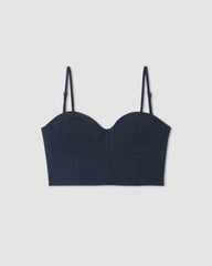 The Structured Cotton Bustier | Navy