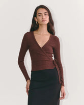 The Cozy Rib Wrap Top | Dark Mahogany