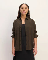 The City Stripe Relaxed Shirt | Cocoa / Black