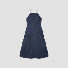 The Structured Cotton Bell Dress | Navy