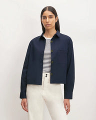 The Structured Cotton Cropped Shirt | Navy