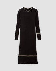 The Cotton Wide Rib Midi Dress | Black