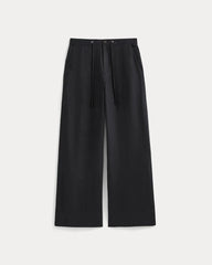 Wide-Leg Drawstring Pant in Linen | Black