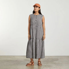 The Tiered Midi Dress | Black Gingham