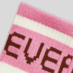 The Ribbed Sweater Sock | Canvas Tan / Fuschia Pink