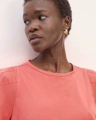 The Short-Sleeve Puff Midi Dress | Coral